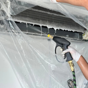 AC split unit deep clean washing procedure performed by AIRCON WASH PRO in Cyprus